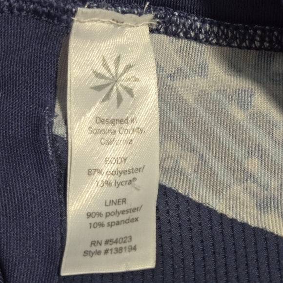 Athleta Revolve Stride Mid Rise Capri Indigo Floral Panel Leggings Size Medium - Picture 8 of 10